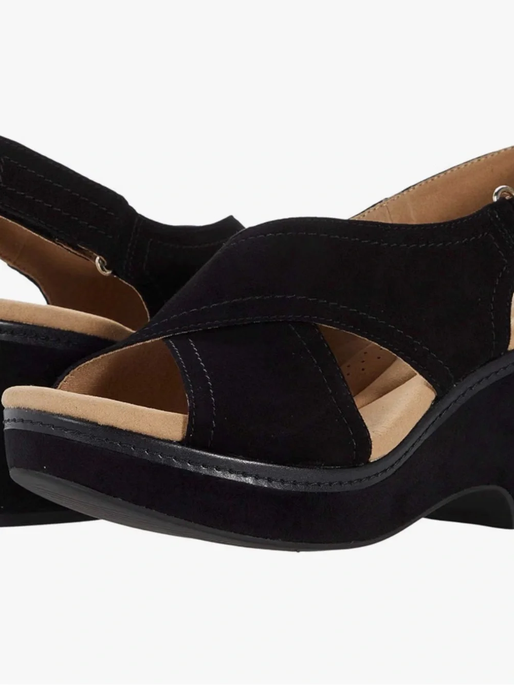 Clark’s Women's Black Suede Platform Slingback Sandals